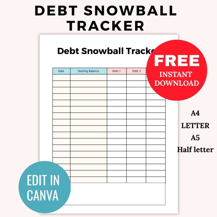 FREE Editable Debt Snowball Tracker Template PDF Printable