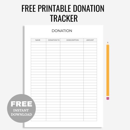 Free Printable Donation Tracker PDF, Event Donation Tracker for Fundraiser, Donation Form, Raffle Donation Tracker, Fundraising Tracker, Donation Log Tracker, sponsor tracker