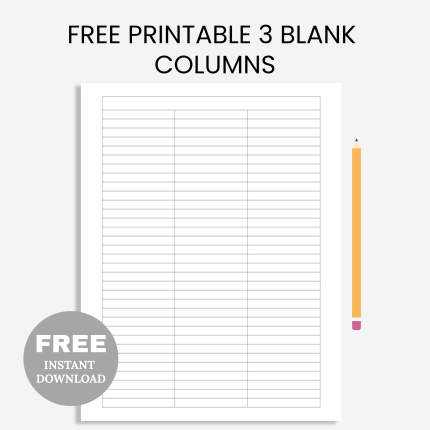 FREE printable 3 Blank Columns Chart Text Input Print and Write Printable Digital Download, Blank Column Template, Printable Columns, Columns w/ Title, PDF