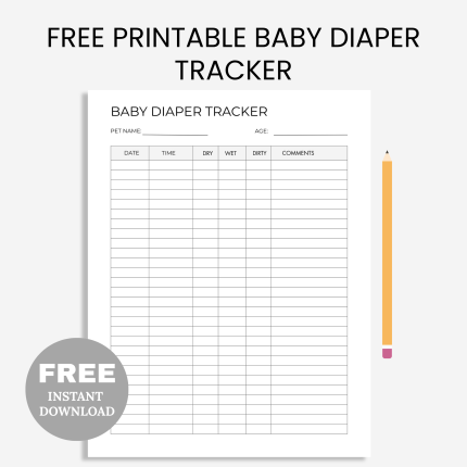 FREE printable Baby Diaper Tracker PDF | New Mom Planner | Infant Change Log | New Mom Essentials | Baby Plan | Printable Baby Log