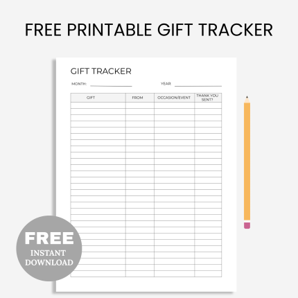 FREE printable Gift Tracker PDF | Gift Received Printable | Present Log | Thank You Track | Gift List | Birthday | Christmas | Wedding
