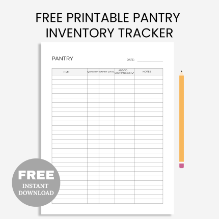 FRee printable Pantry Inventory Tracker