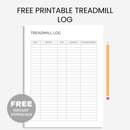 FREE Printable Treadmill Log PDF, Gym & Workout Tracker (PDF)