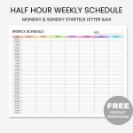 Half Hour Weekly Schedule Colorful Landscape