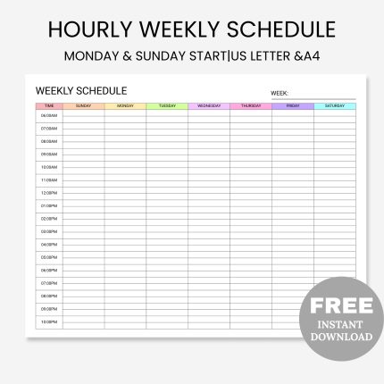 Hourly Weekly Schedule Colorful Landscape