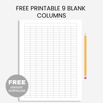 FREE Printable 9 Blank Columns Chart Text Input Print and Write Printable Digital Download, Blank Column Template, Printable Columns, Columns w/ Title, PDF