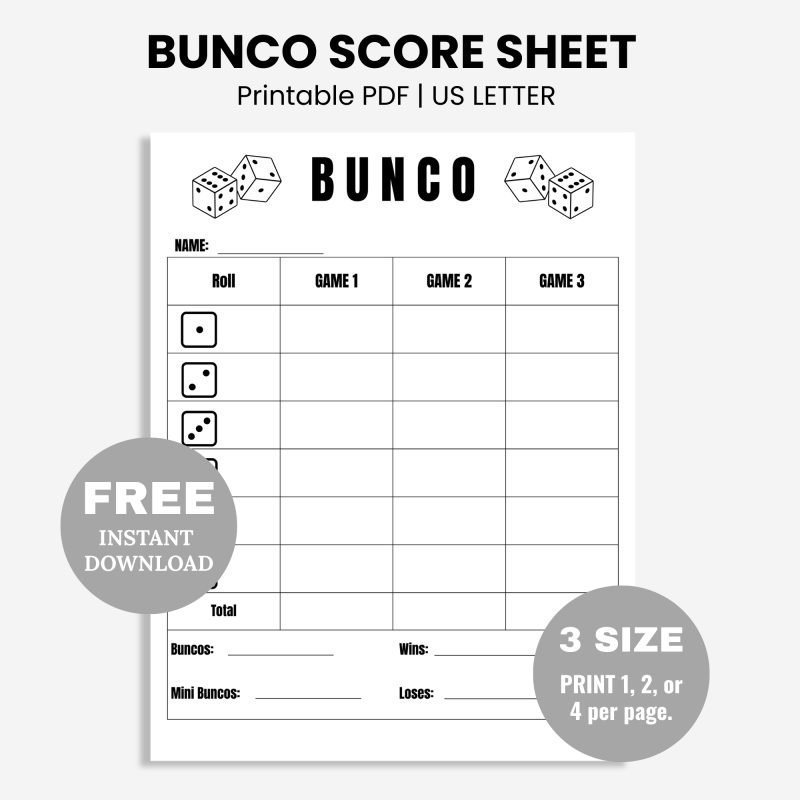 bunco score sheets 3 rounds