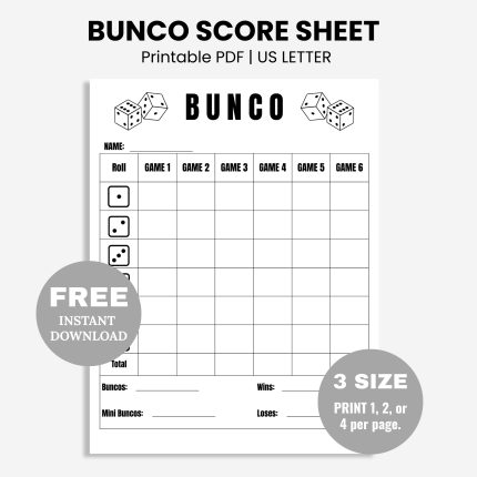 bunco score sheets 6 rounds