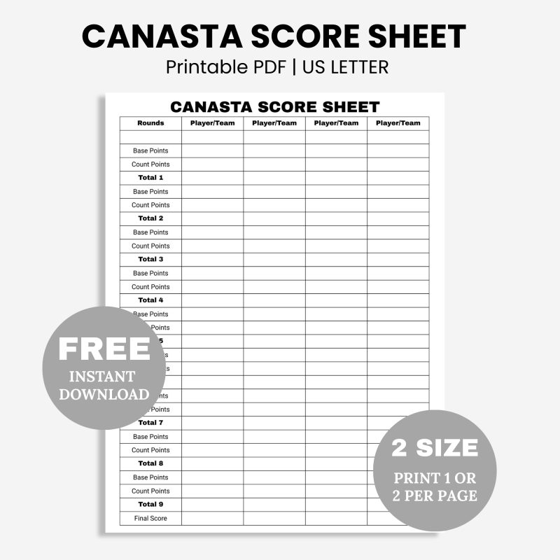 free printable canasta score sheet pdf