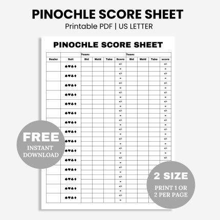 free printable pinochle score sheet pdf