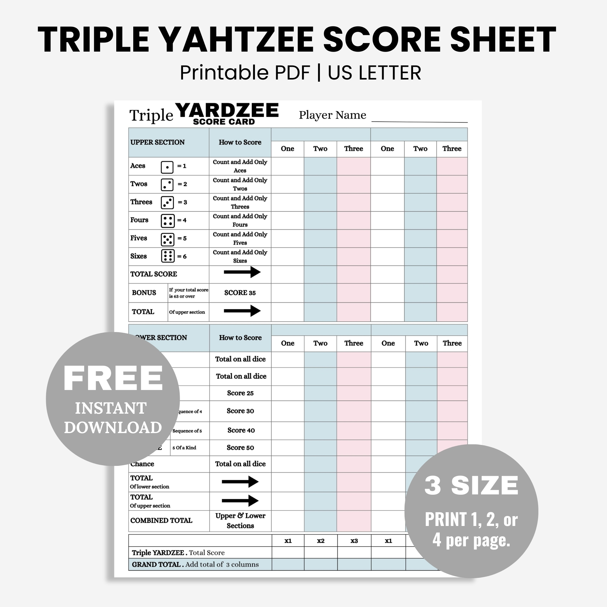 free printable triple yahtzee score sheets pdf free printable triple yahtzee score sheets pdf