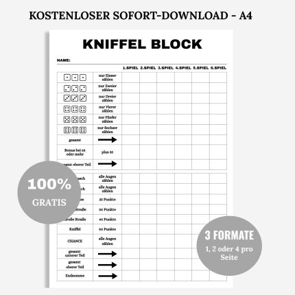 kniffel block zum ausdrucken pdf